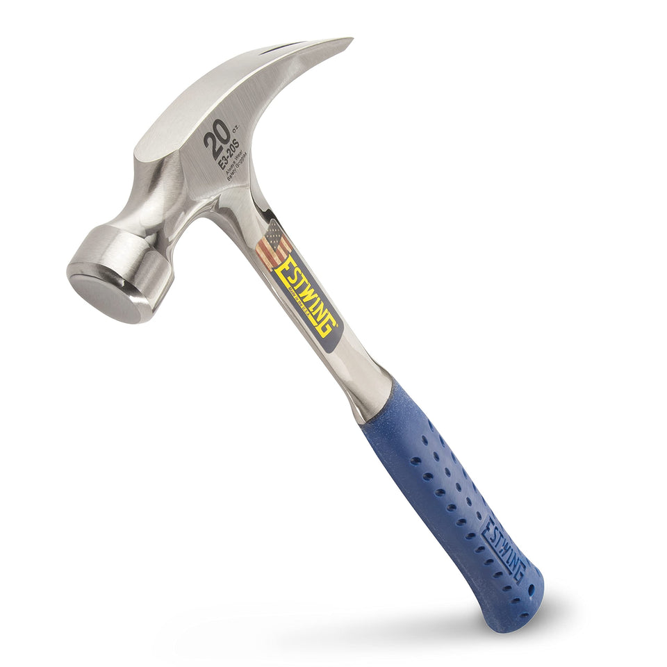 Estwing E3-20S hammer head close-up in polished steel showing durability