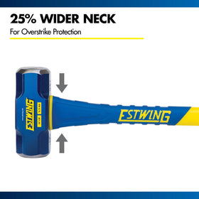 Estwing forged head and ergonomic handle support industrial use and durability.