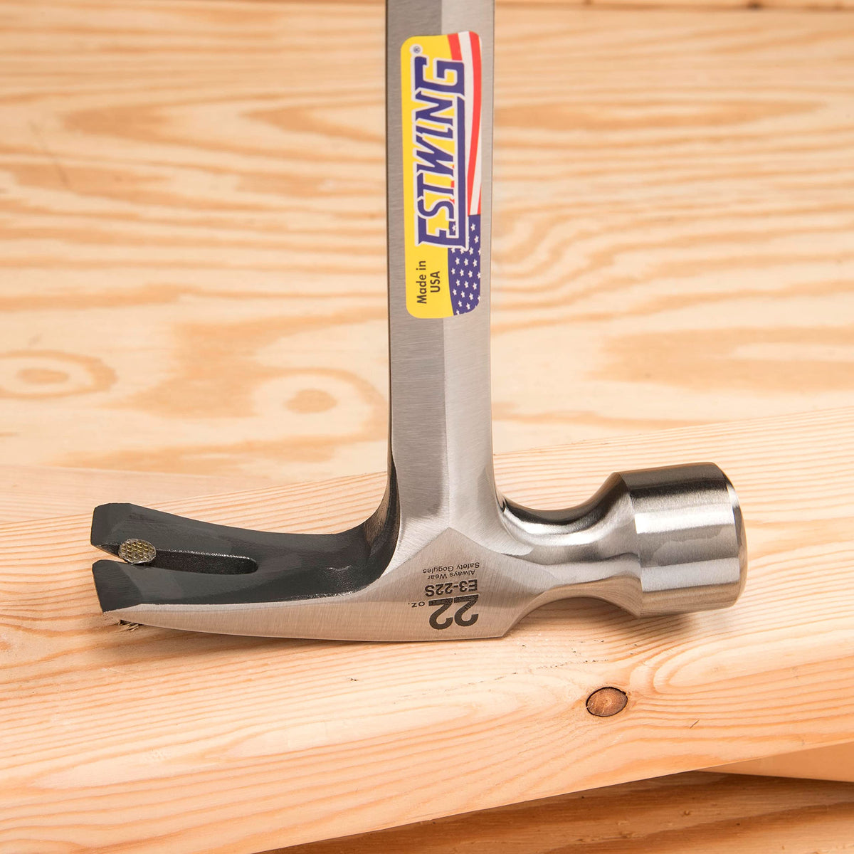 Estwing blue grip with bonded steel core offers secure handling