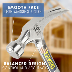 Estwing 16 oz hammer demonstrating a one-piece forged construction for reliability.