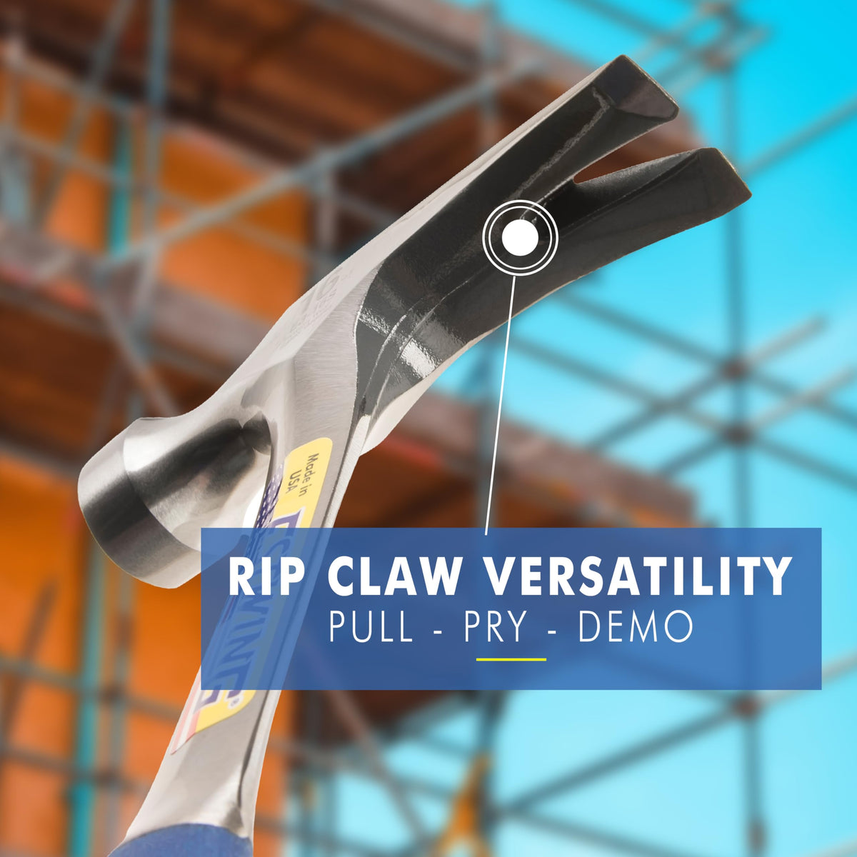 Estwing 16 oz hammer with Shock Reduction Grip for comfortable, vibration-reducing use.