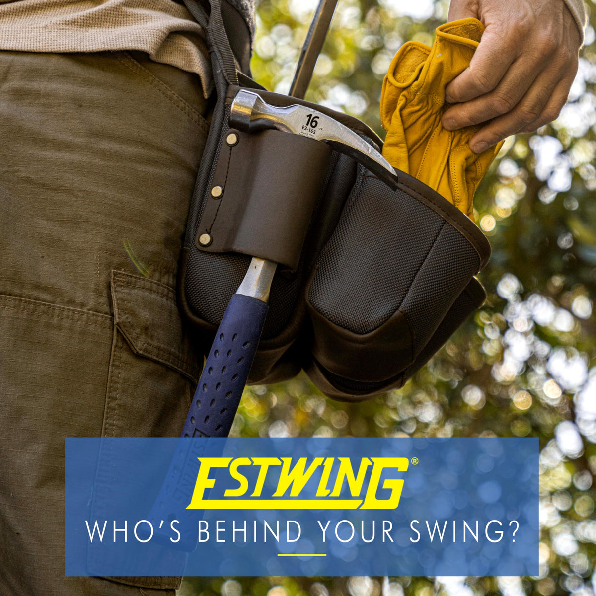 Estwing 16 oz hammer with smooth face to minimize surface marks during use.