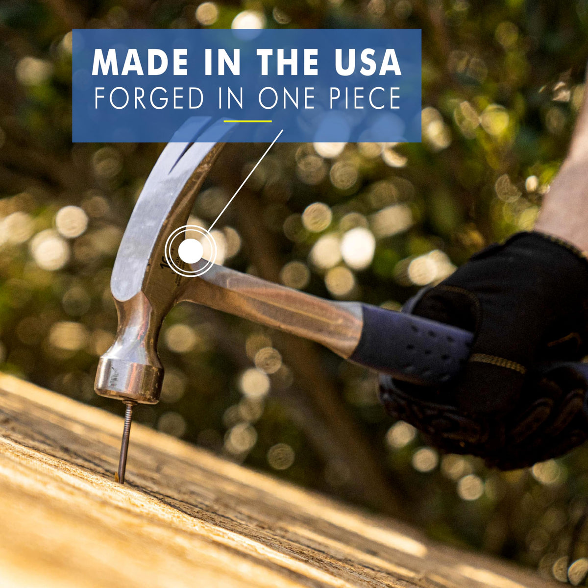 Estwing 16 oz hammer, USA-made, reflecting domestic craftsmanship and quality.