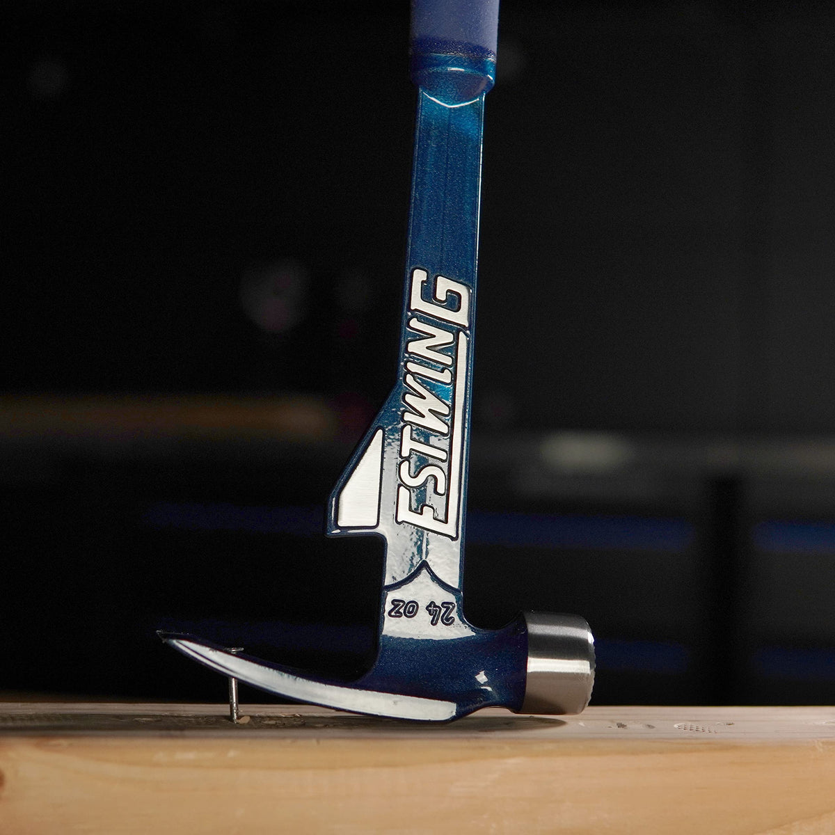 Estwing rip-claw hammer used for nail removal and demolition.