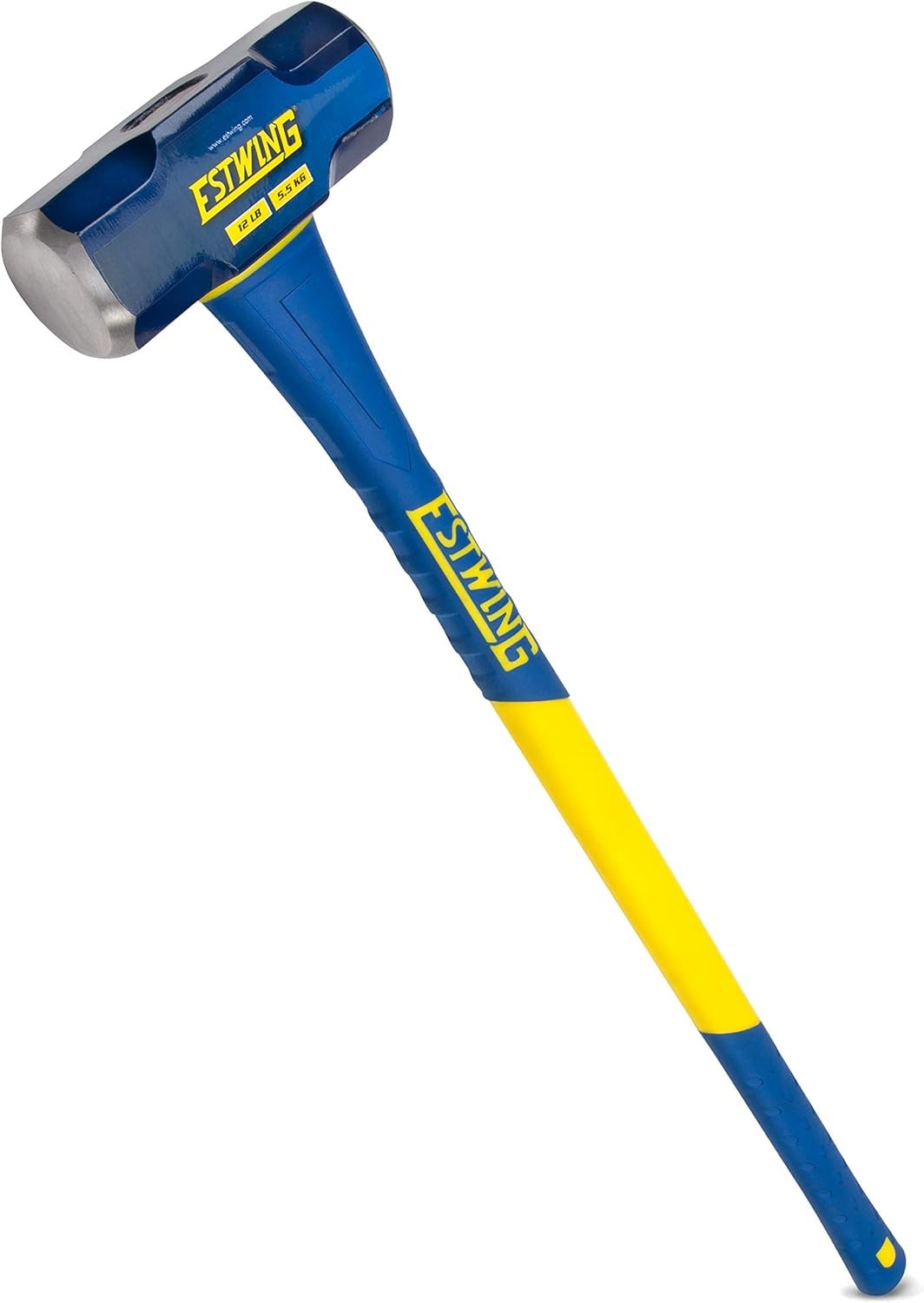 Estwing hard face sledge head close-up shows forged alloy steel for durability.