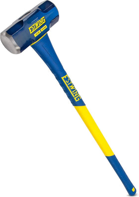 Estwing hard face sledge head close-up shows forged alloy steel for durability.