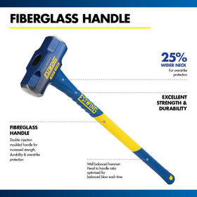 Estwing thicker overstrike protection on the handle guards against missed hits.