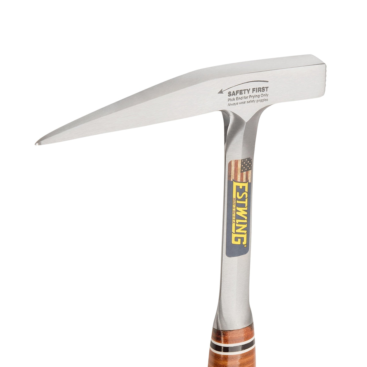 Estwing Rock Pick 13 oz pointed tip enables precise rock work.