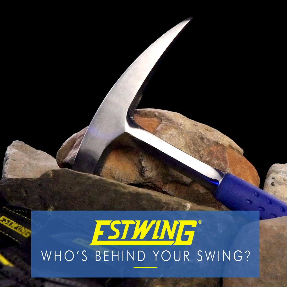 Estwing rock pick in field use for geology work and fossil extraction