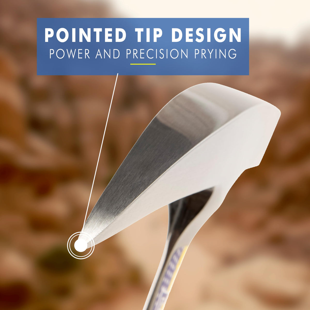 Forged in one piece Estwing rock pick for durability in rugged conditions