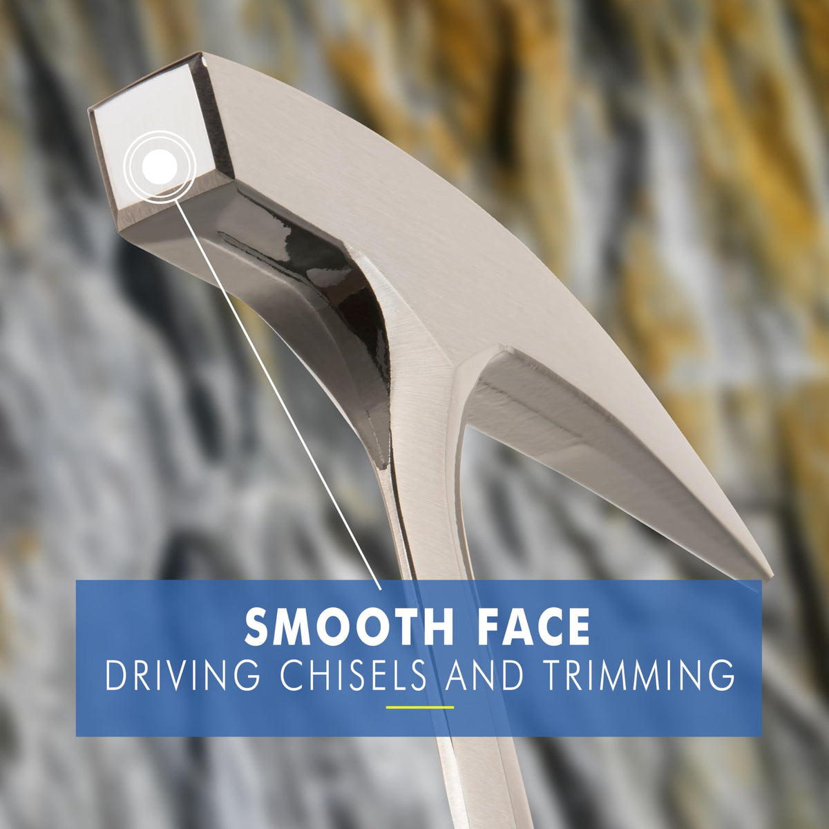 Patented Shock Reduction Grip on Estwing rock pick reduces vibration
