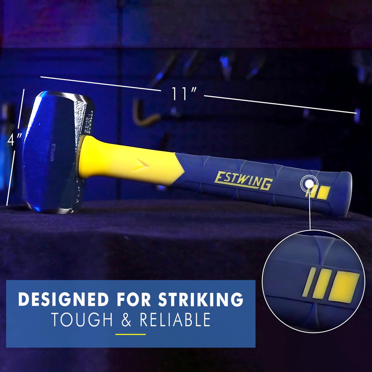 Estwing Sure Strike hammer with polished faces for precise impact