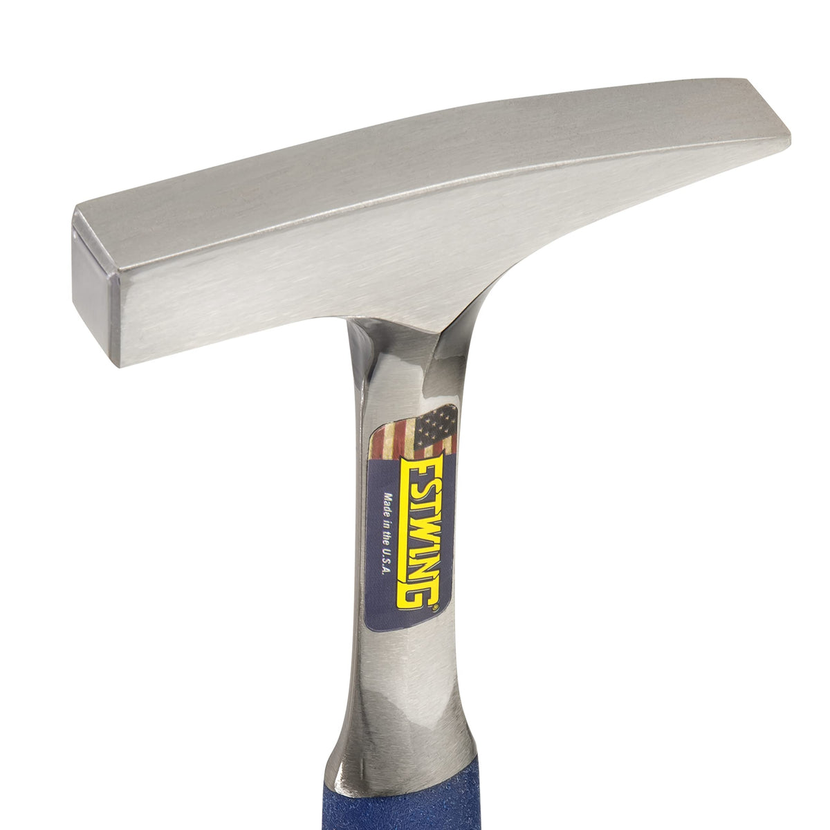 Estwing Tinner's Hammer head detail highlights smooth face for clean, accurate strikes.