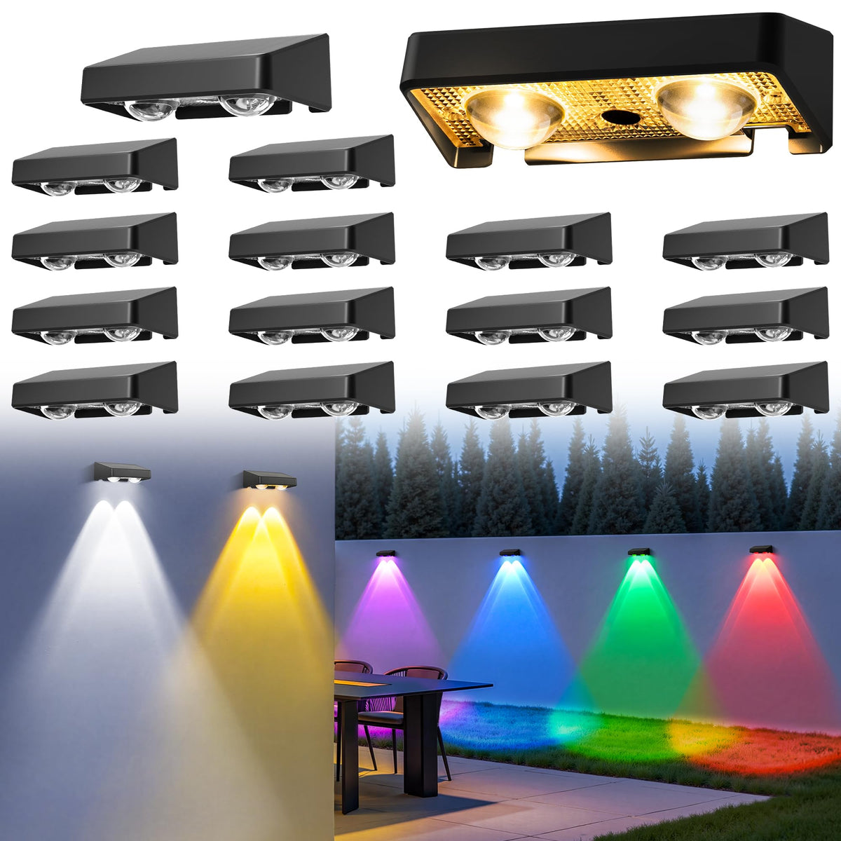 ESUNYD solar fence lights create inviting night ambience on patios and decks.