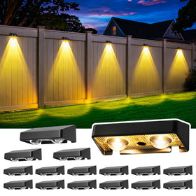 ESUNYD solar fence lights illuminate walls and garden with colorful LEDs.