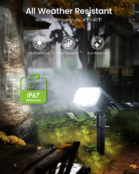 ESUNYD solar spot light along fence line boosts curb appeal.