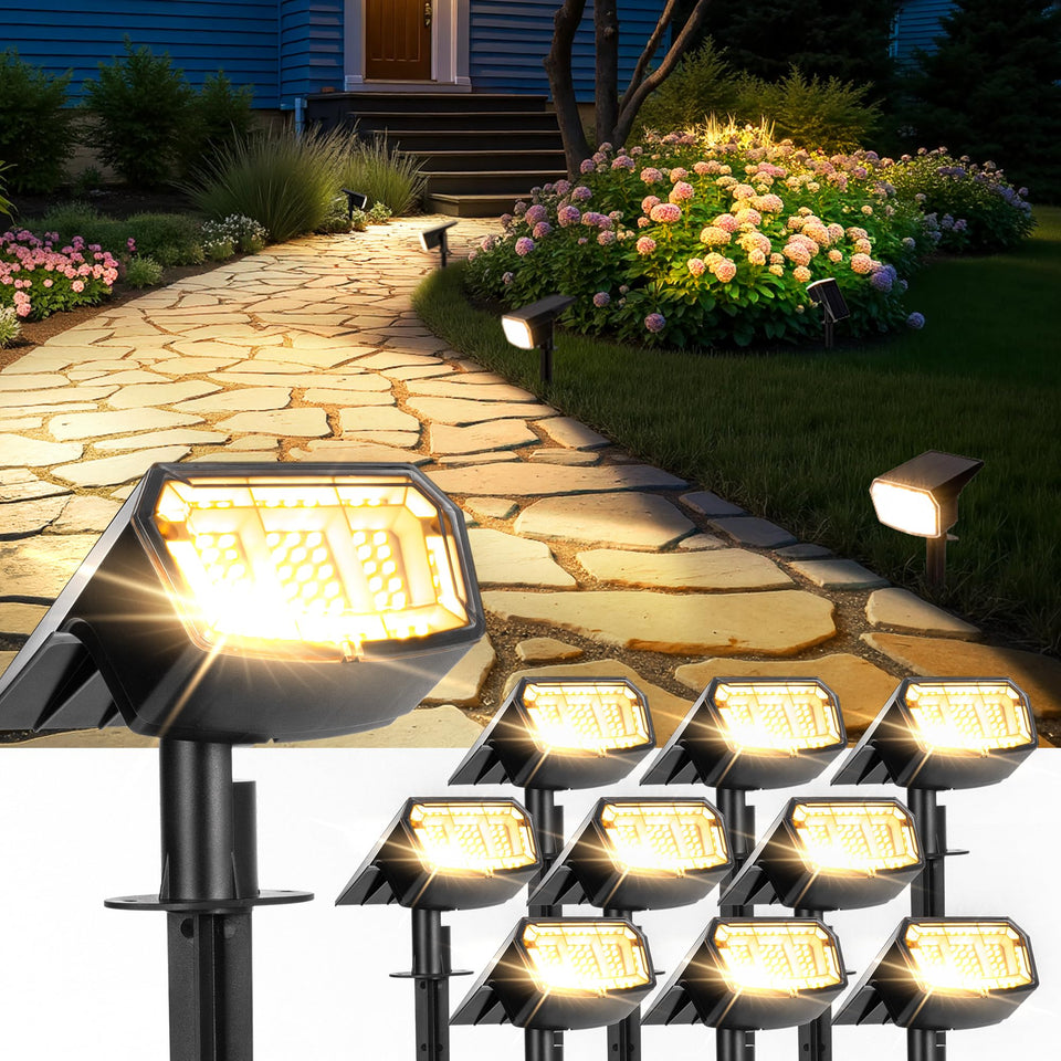 ESUNYD front door spotlight provides a welcoming warm glow.