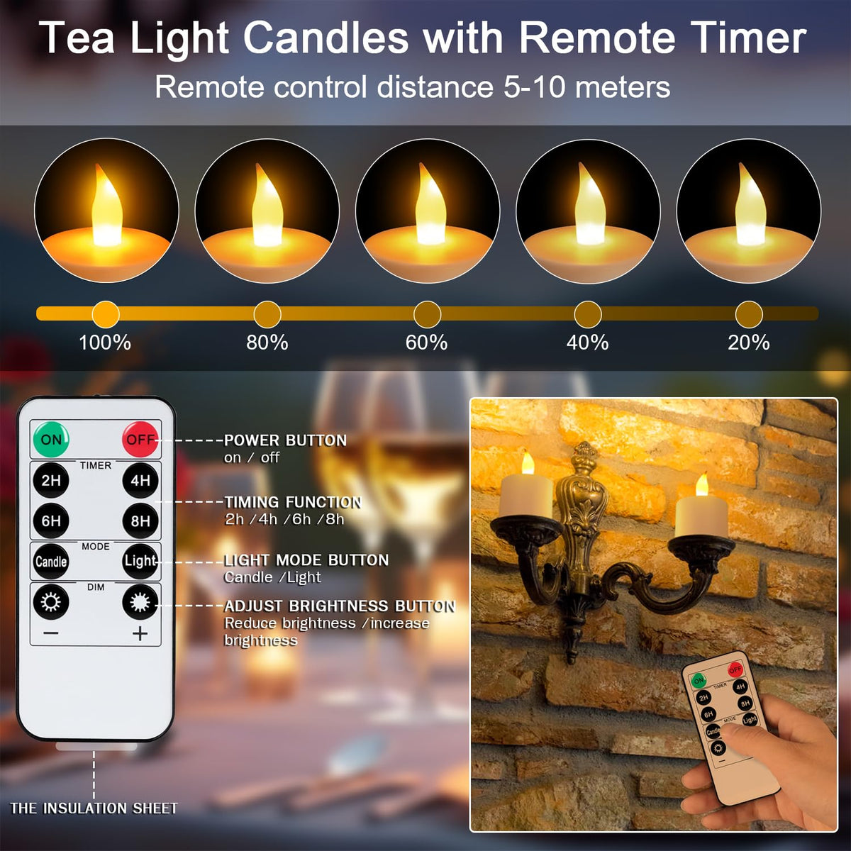 Esup flameless tea lights flicker like real candles for romantic dinners.