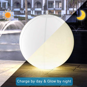 Color-changing LED balls cycle colors every 15 seconds.