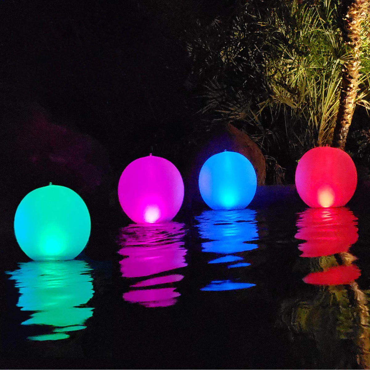 Esuper Rukars floating pool light glows on water with four-color cycling.