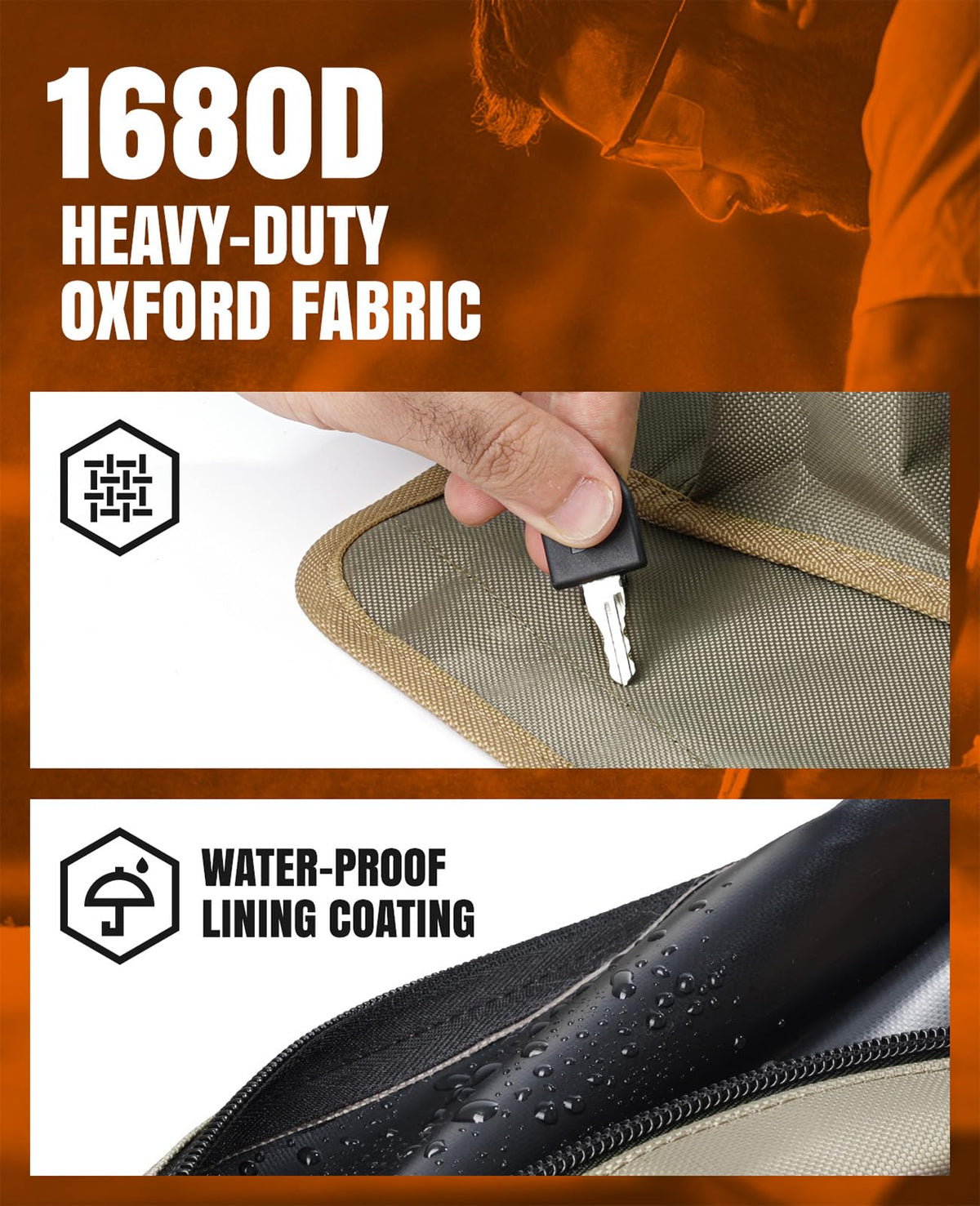 Eswilran 1680D Oxford fabric close up highlights durability during rugged use.