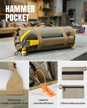 Eswilran Hammer pocket detail shows dedicated space for larger tools.
