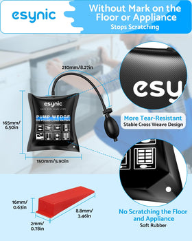 eSynic air wedge bag demonstrates 300lbs lift for heavy appliances