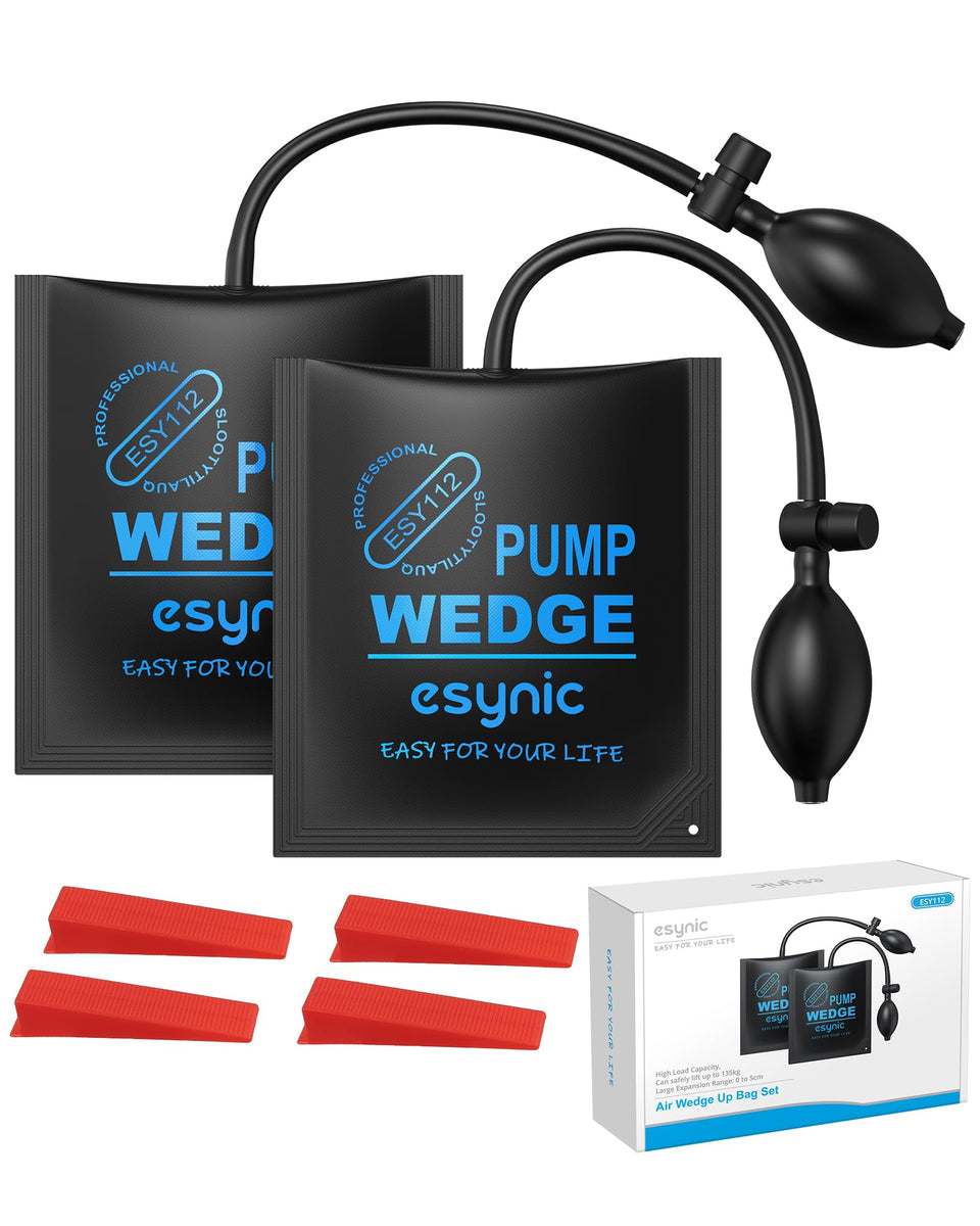 Esynic air wedge bags, two-pack, for safe lifting and precise door alignment.
