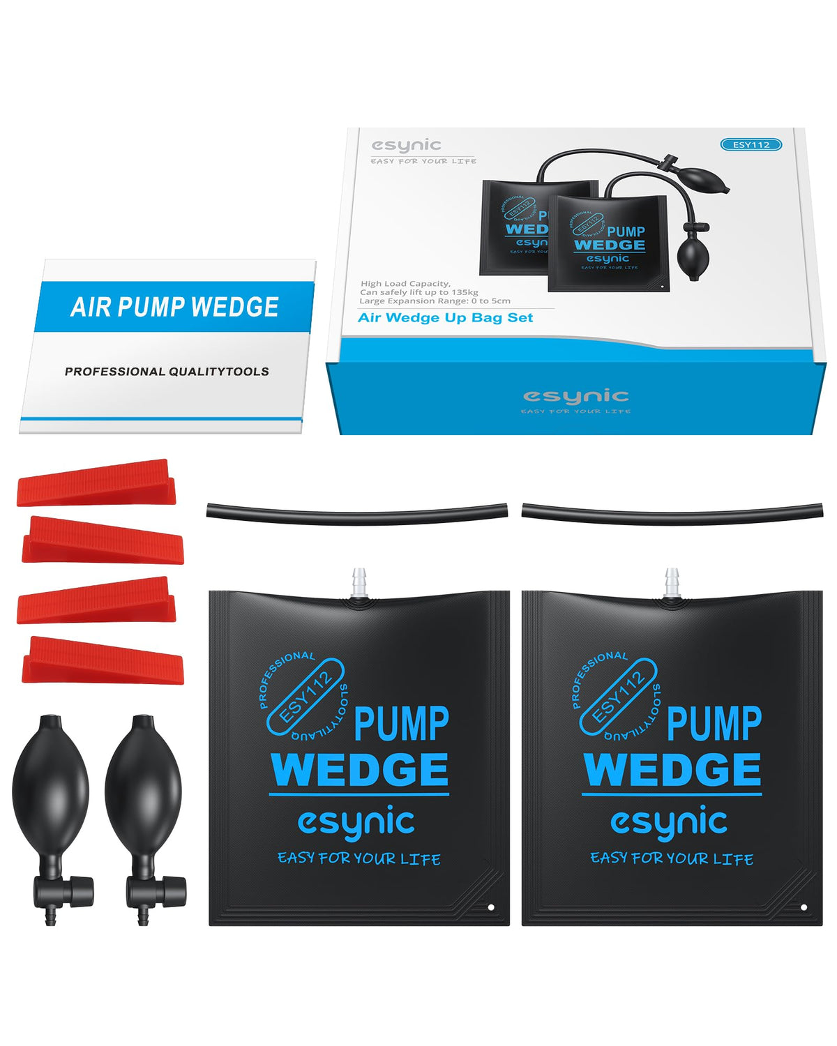 Esynic versatile tool set supports door, window, and appliance installations.