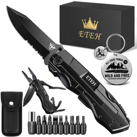 ETEH multitool knife with open blade for quick outdoor tasks.