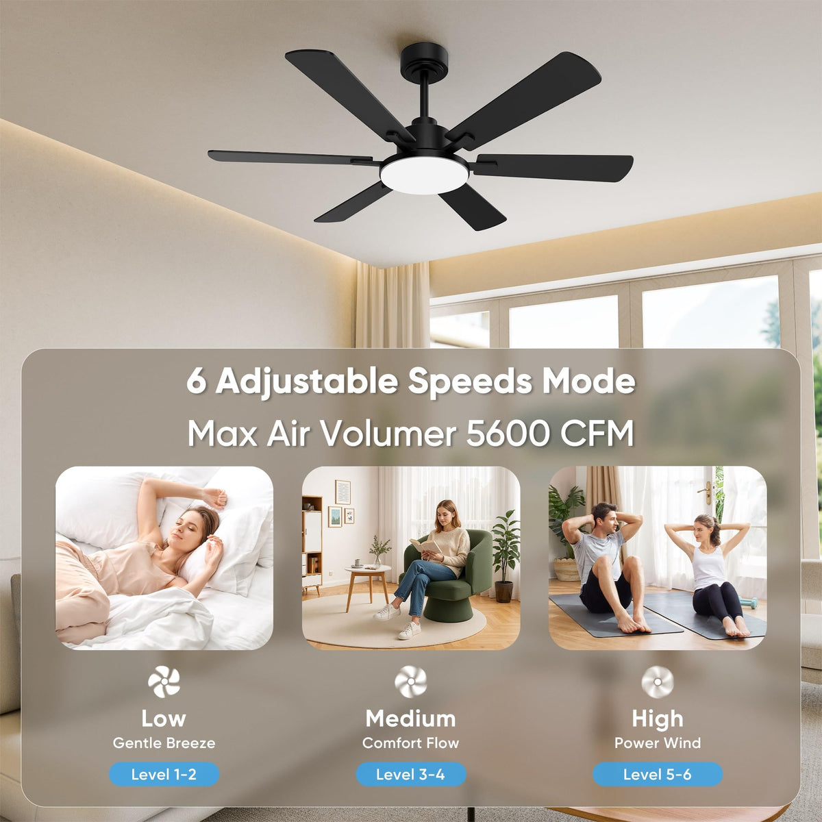 Eterfun dual-sided blades offer two finishes in one stylish fixture.