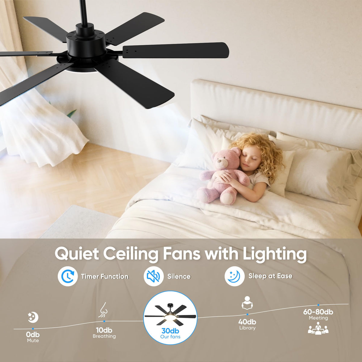 Eterfun hanging rods (5in and 8in) simplify installation on varying ceilings.