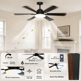 Eterfun six-blade design shown for smooth airflow and quiet operation in a bedroom.