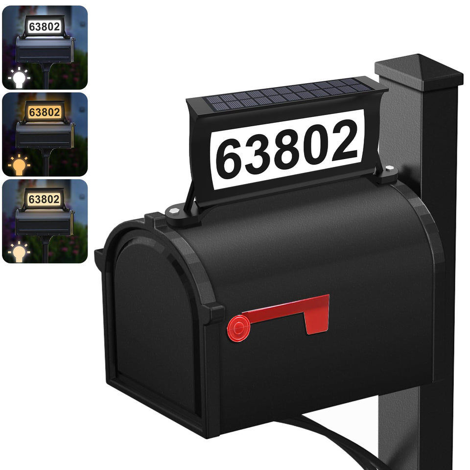Etetale solar address sign with double-sided illumination for night visibility
