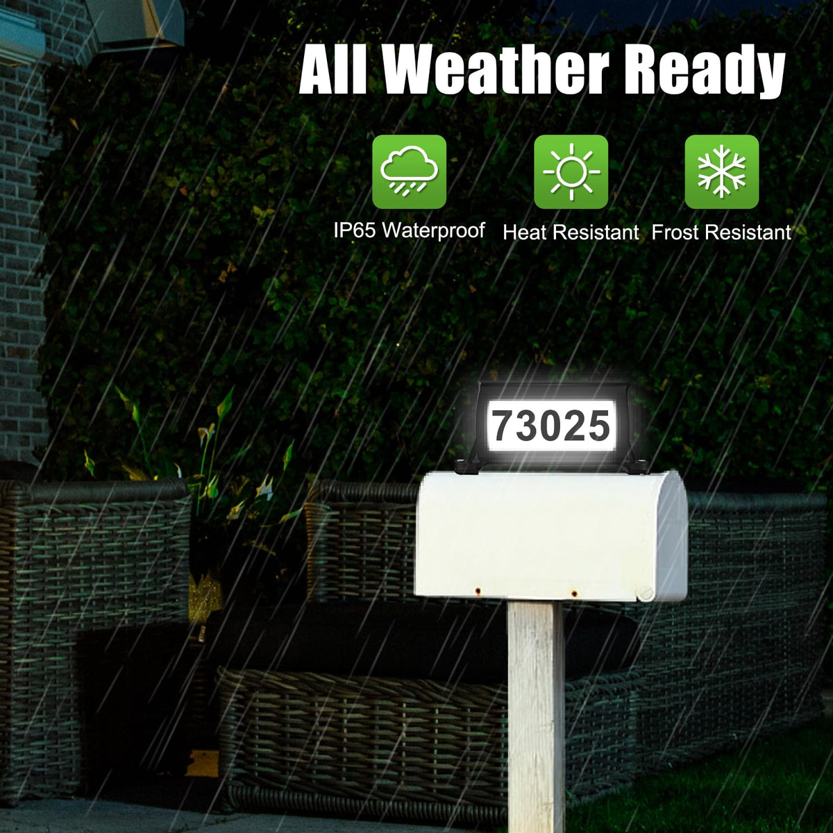 Etetale solar address sign designed for outdoor mounting on mailbox or pillar