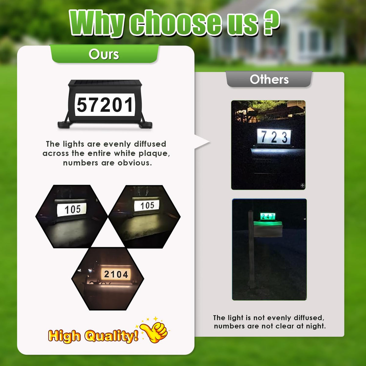 Etetale solar address sign offers three color modes for readability