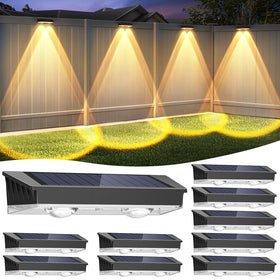 Etetale warm white solar fence light with 2 LEDs for cozy fence glow.