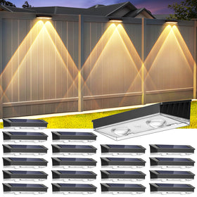 Etetale Solar Fence Lights with 2 LEDs in warm white create inviting outdoor ambiance.