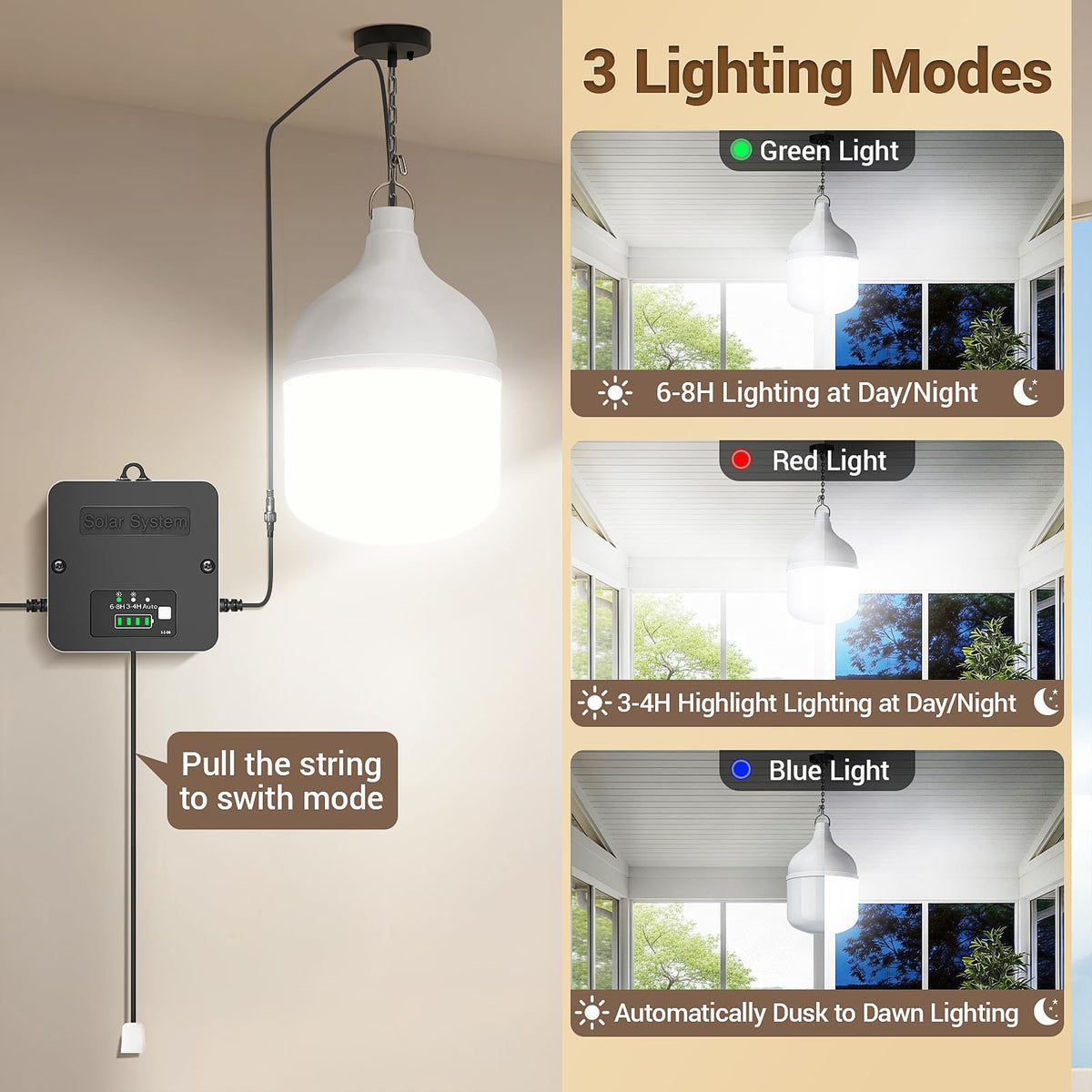 Etetale 16.5ft cable enables versatile indoor and outdoor placement.