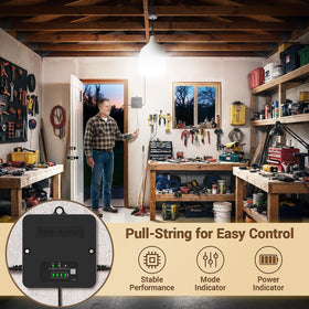 Etetale pendant with pull-string control for quick mode changes.
