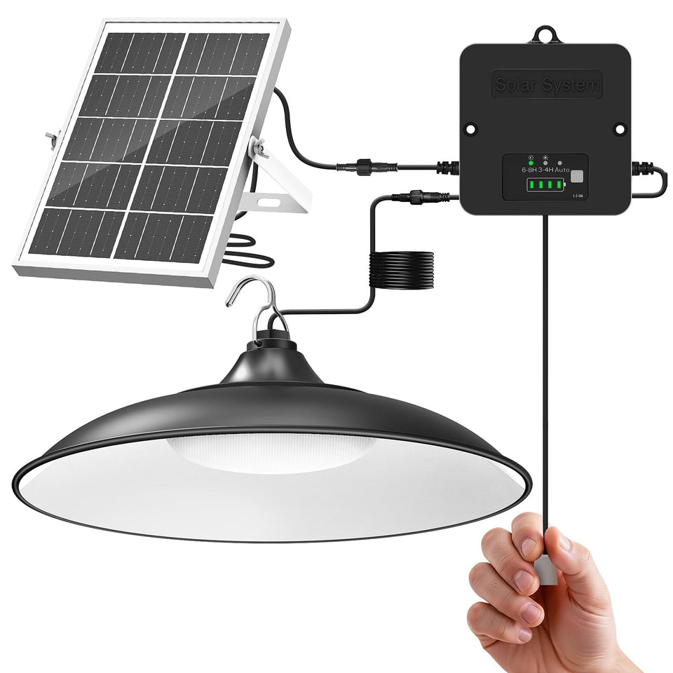 Etetale solar shed light indoors outdoors with a split panel enabling flexible placement