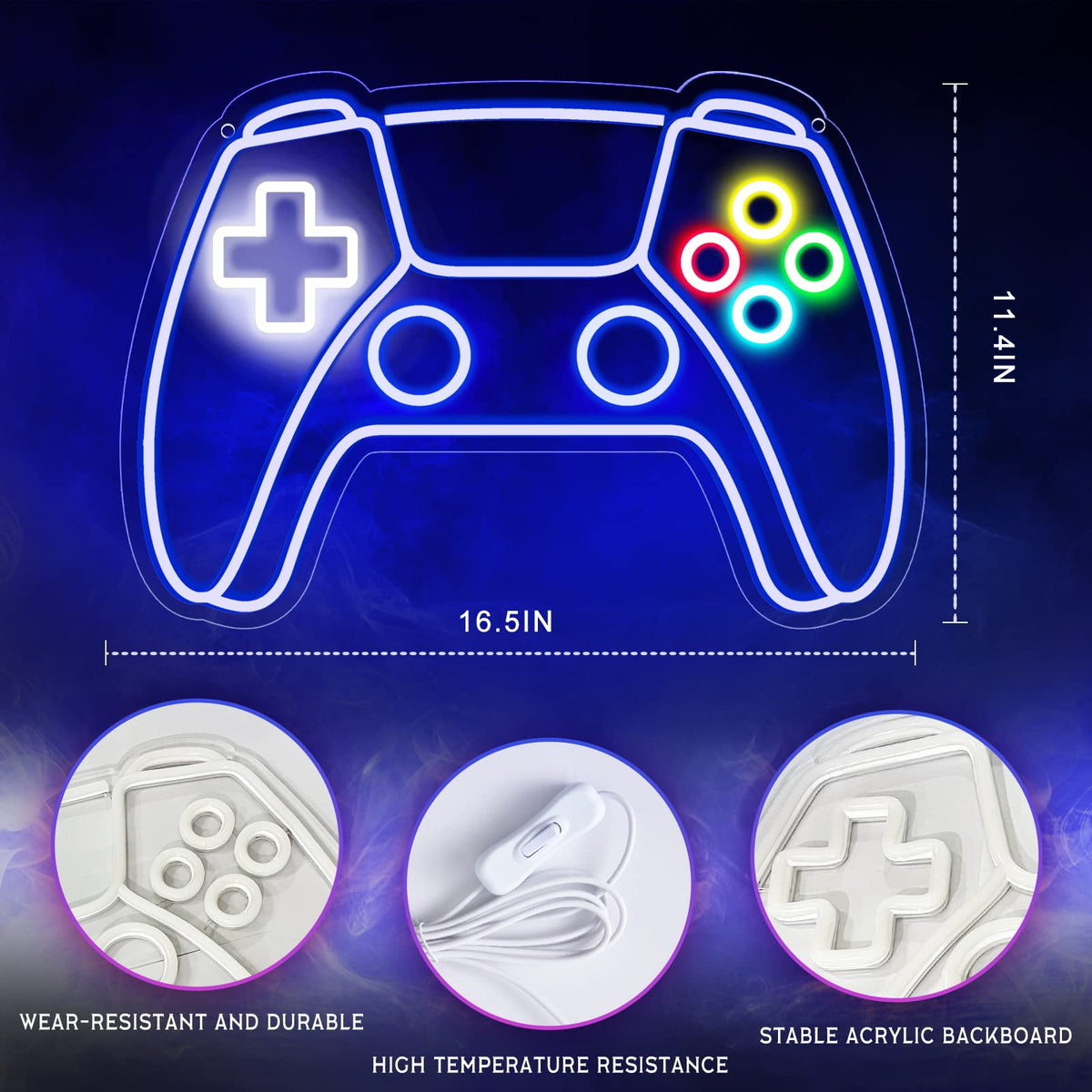Ethereal Lomoer gamepad-led neon light on desk setup boosts mood and focus.