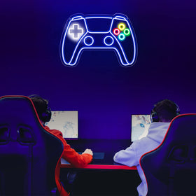 Ethereal Lomoer gamer neon sign in teen bedroom adds vibrant ambiance.