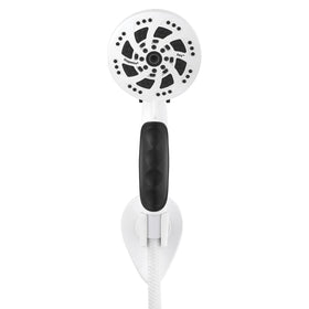 ETL Oxygenics Fury RV handheld shower handle with ergonomic grip for secure operation in small RV showers