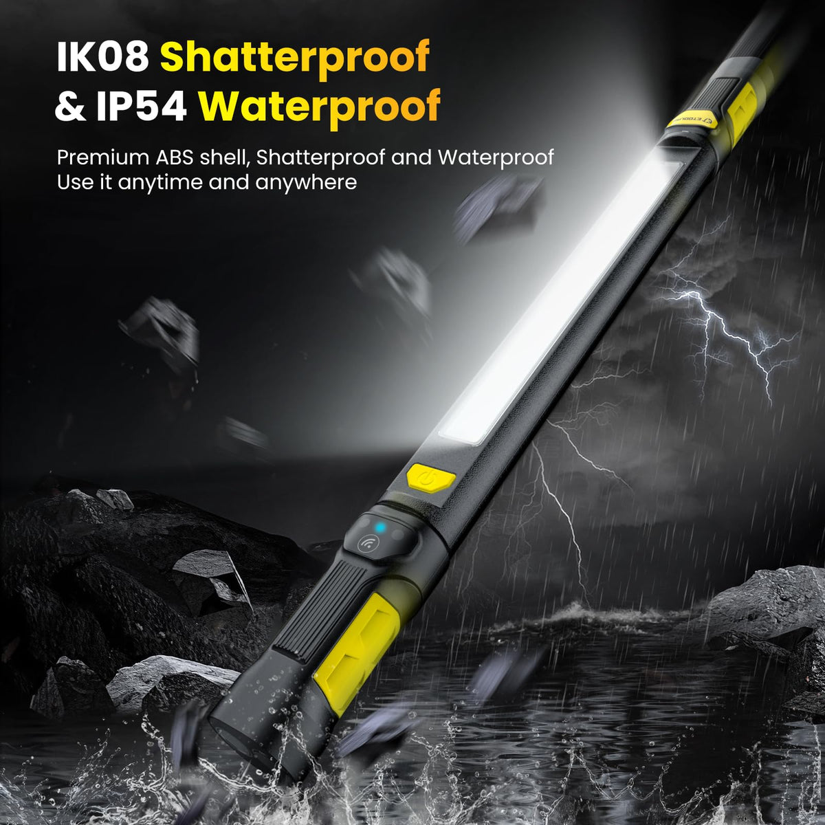 EToolab Work Light ABS housing is waterproof and durable for tough environments.