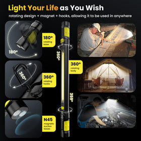 EToolab Work Light features magnets and hooks for flexible mounting and rotation.