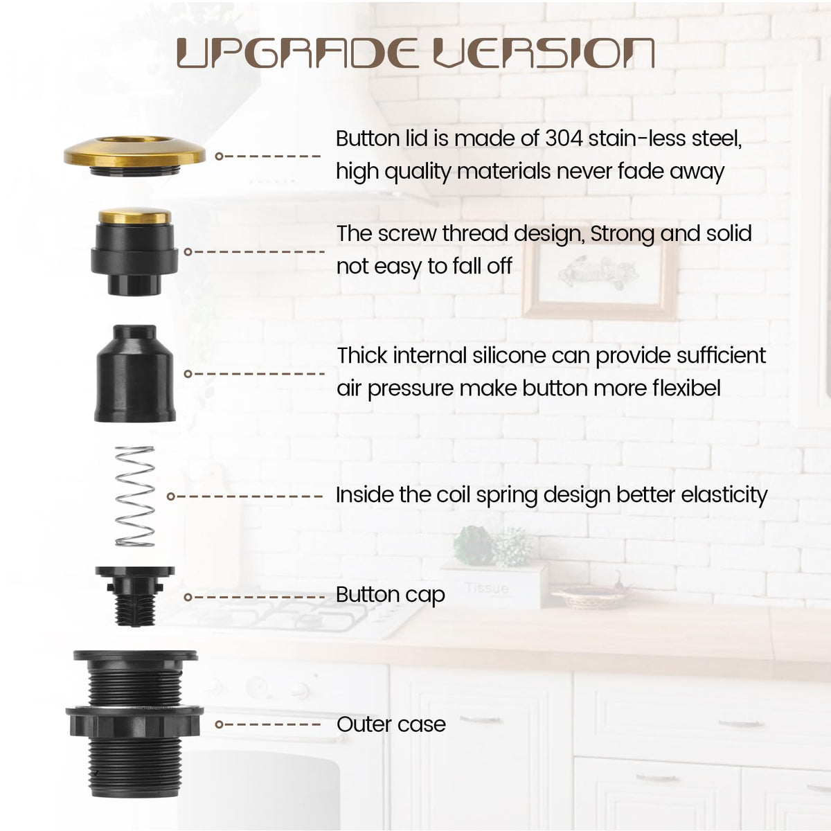 Etoolcity air switch button in long stainless steel brushed finish for durable operation.