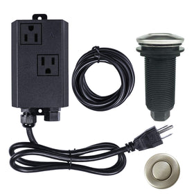 Etoolcity garbage disposal air switch dual-outlet button in brushed nickel for convenient countertop control.