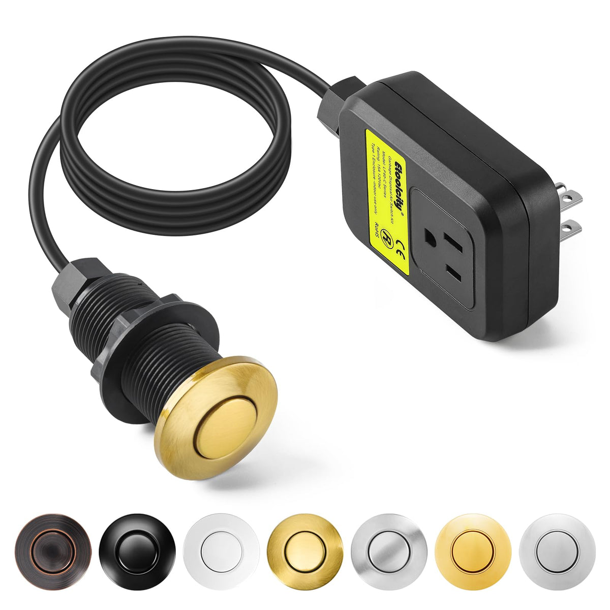 Etoolcity garbage disposal air switch kit on sink top provides easy control.