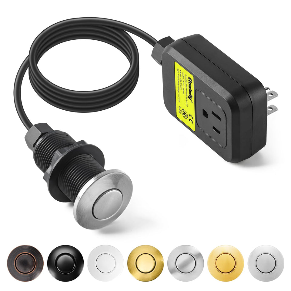 Etoolcity garbage disposal air switch kit on sink top for effortless control.